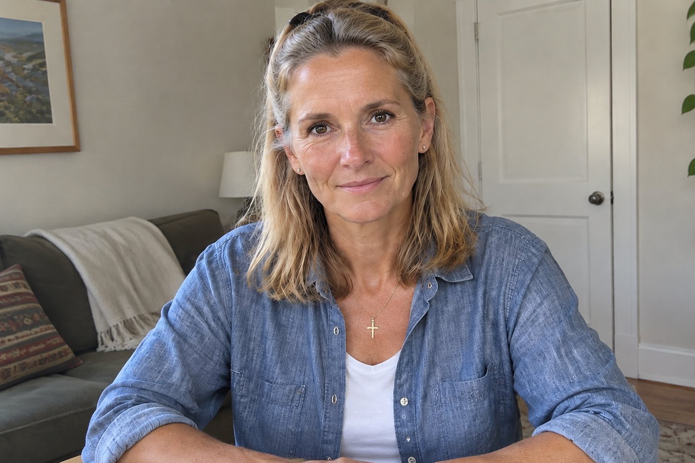 Jenny Whittaker at the kitchen table